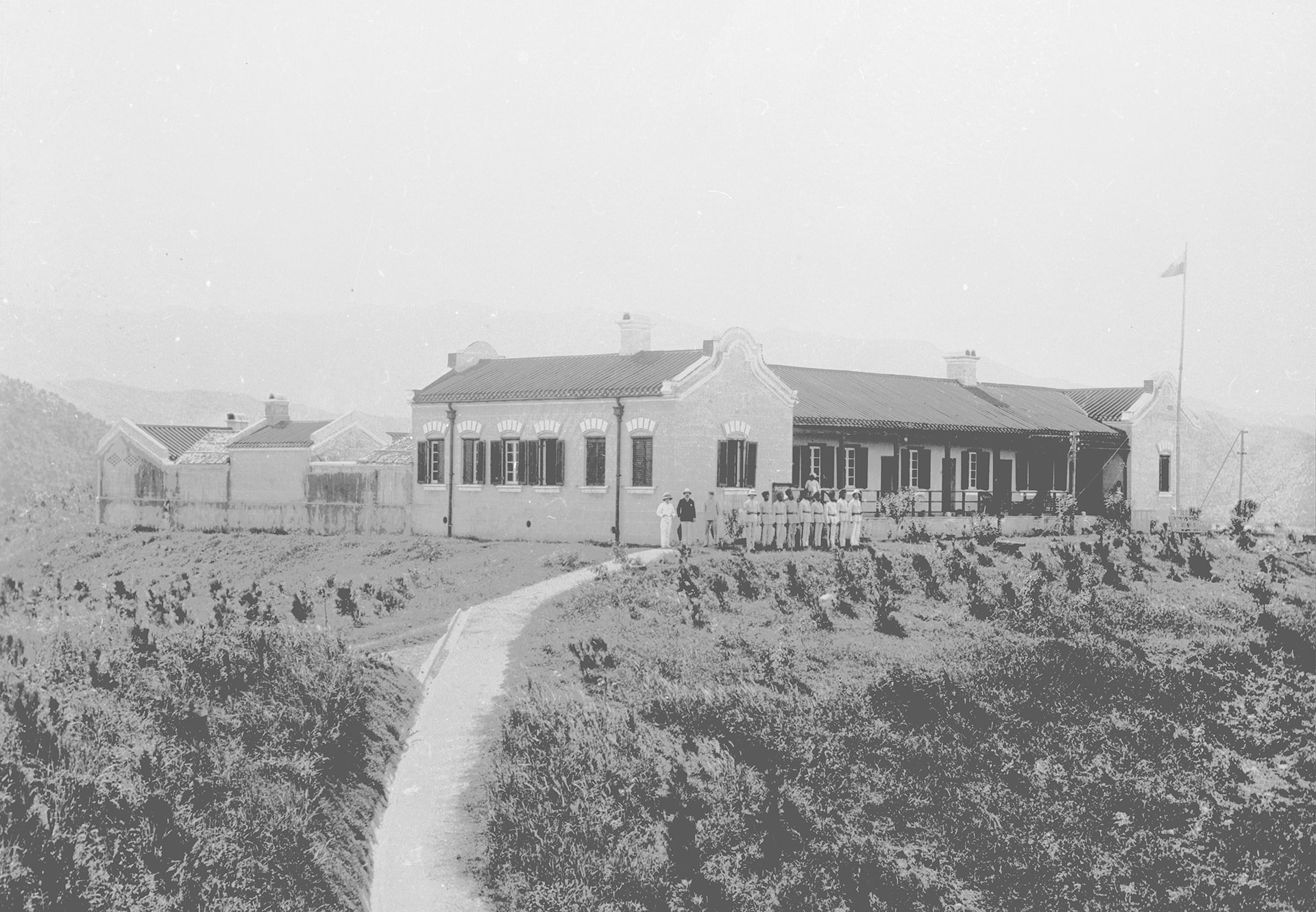 A historical photograph of Old Tai Po Police Station dated to 1905.